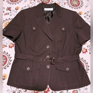 Elie Tahiri Brown Belted Blazer Jacket.  Sz 14